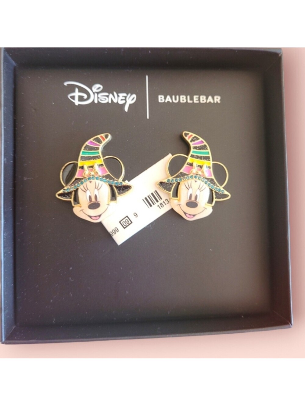 Disney BaubleBar Minnie Mouse Halloween Haunt Witch Rhinestone Earrings NIB